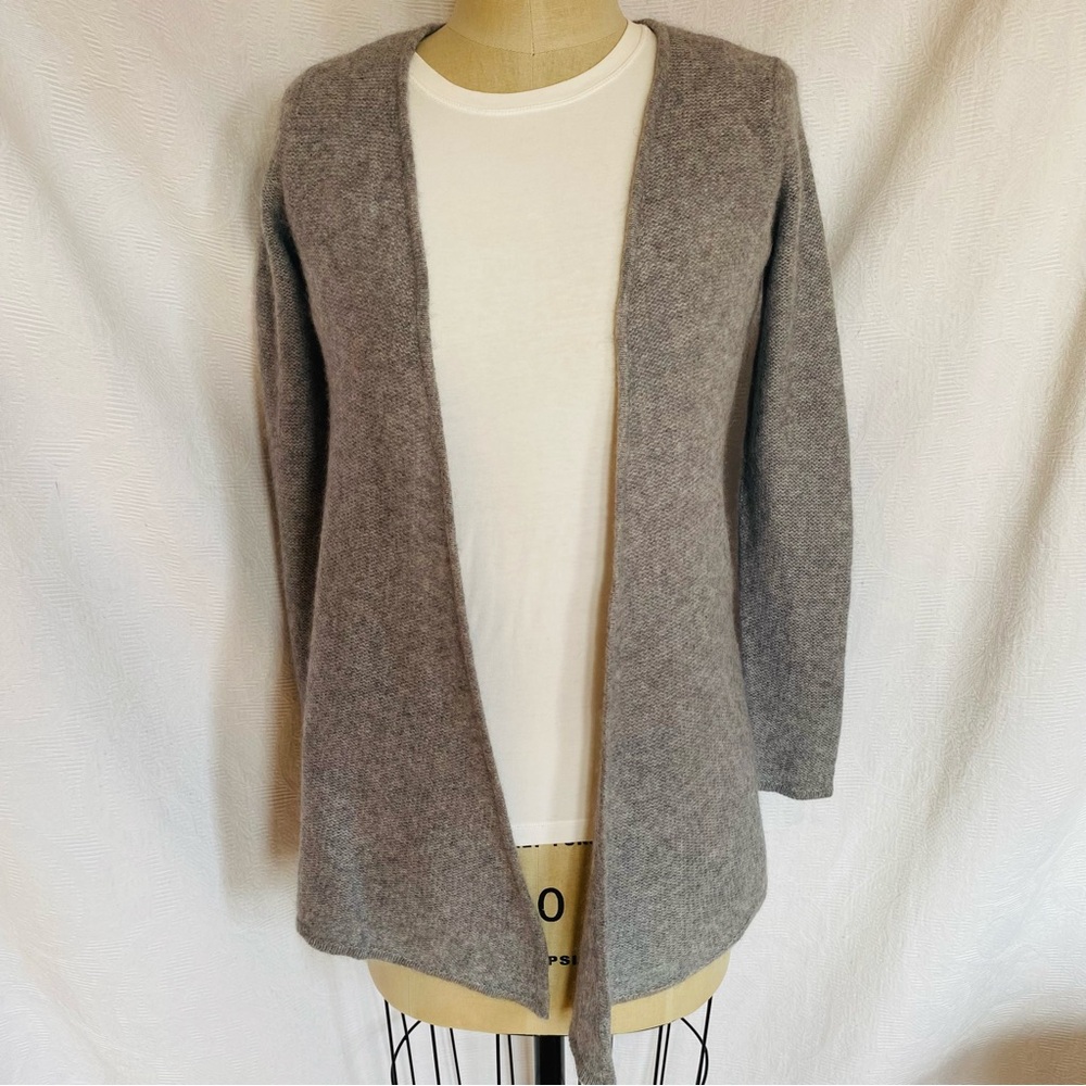 Pure cashmere XS light grey melange open cardigan
